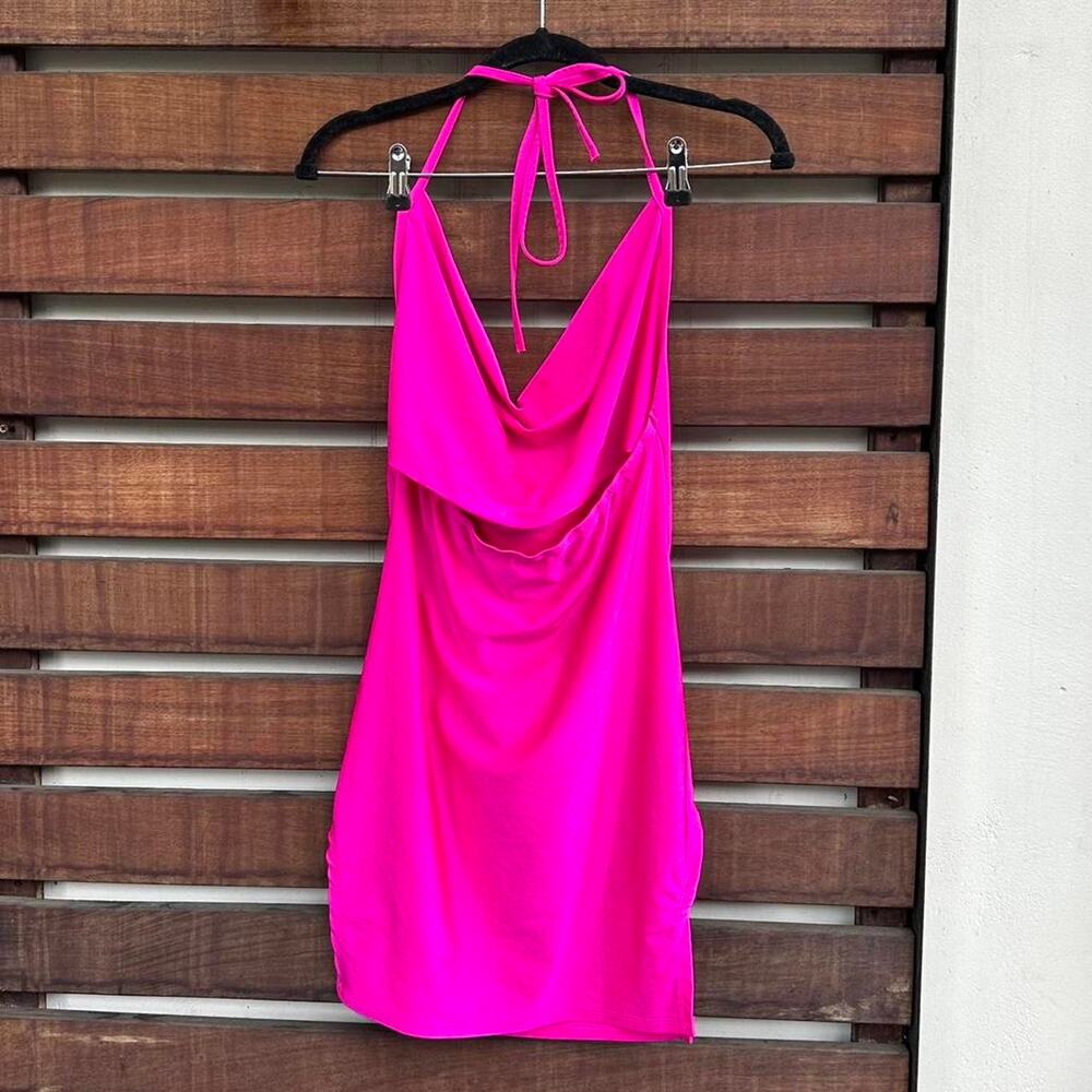 SheIn Halter Mini Dress in Hot Pink - Picture 7 of 8